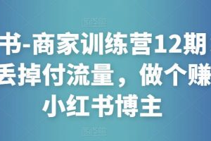 小红书-商家训练营12期：让商家丢掉付流量，做个赚钱的小红书博主