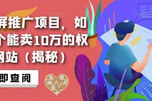 搜索霸屏推广项目，如何做一个能卖10万的权重6网站（揭秘）