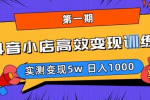 抖音小店高效变现训练营（第一期）,实测变现5w，日入1000【揭秘】