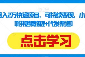 揭秘：月入2万快递项目，可持续变现，小白闭眼入【附视频教程+代发渠道】