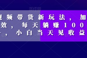 短视频带货新玩法，加个特效，每天躺赚1000+，小白当天见收益【揭秘】