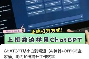 CHATGPT从小白到精通，AI神器+OFFICE全家桶，助力10倍提升工作效率