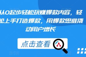 从0起步轻松玩赚爆款内容，轻松上手打造爆款，用爆款思维撬动用户增长