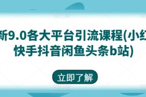 最新9.0各大平台引流课程(小红书快手抖音闲鱼头条b站)