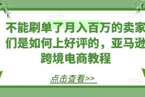 不能刷单了月入百万的卖家们是如何上好评的，亚马逊跨境电商教程