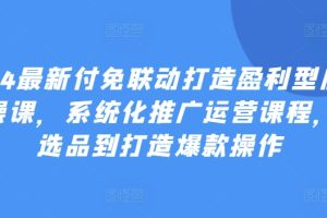 2024最新付免联动打造盈利型店铺实操课，​系统化推广运营课程，从选品到打造爆款操作