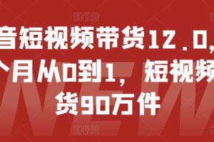 抖音短视频带货12.0，14个月从0到1，短视频带货90万件